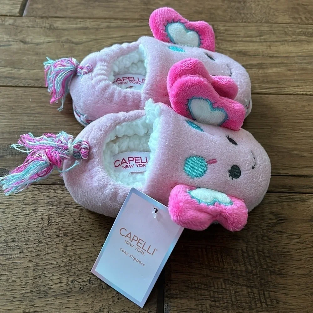 Capelli New York Cozy Slippers Pink Butterflies Toddler Size Small 4/5 New NWT
